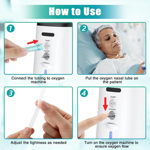 Vista 3 de Paquete de 5 cánulas nasales de oxígeno para adultos de 4 pies, tubo de oxígeno suave para adultos, tubo nasal de cánula con pieza nasal curvada