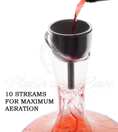 Vista 2 de Embudo de acero 3 en 1 con colador (ducha de vino + aireador + filtro) – Mejora el vino y limpia los residuos