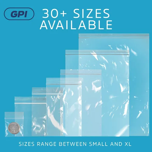 Vista 5 de GPI - Mini bolsas con cremallera de 1 x 1 pulgada, paquete de 100 bolsas de plástico transparente con cierre con cremallera con bloque blanco