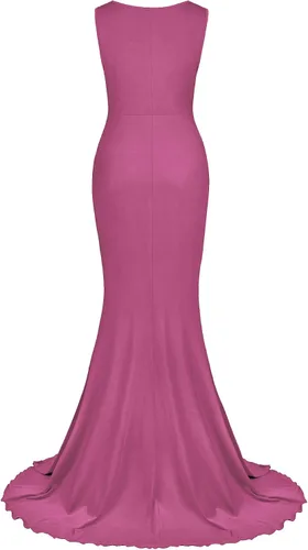 Vista 3 de Vivinew Vestido de maternidad sin mangas con lazo en la cintura elegante vestido maxi ajustado de sirena para sesión de fotos