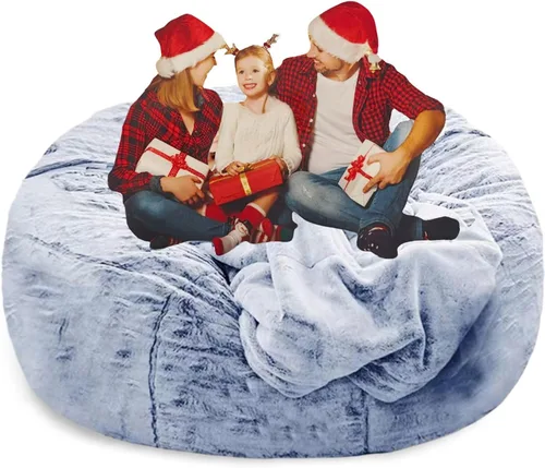 Vista 13 de Puf para adultos y niños sin relleno, sofá perezoso suave y redondo, funda de sofá de puf clásico, saco de amor para dormitorio, silla de lectura