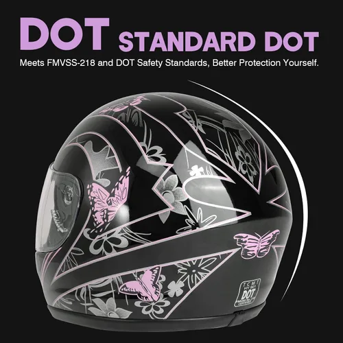 Vista 5 de SLMOTO - Casco de motocicleta de rostro completo para adultos, mariposa rosa y negra, con tapa abatible, para bicicleta de tierra y cuatrimoto