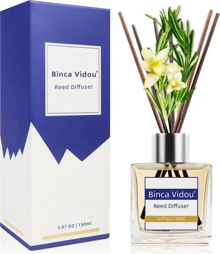 Vista 13 de Juego de difusor de cañas, Binca Vidou difusores de aceite de fragancia natural de lavanda y jazmín con varillas para aromaterapia en el hogar