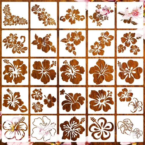 Vista 8 de Plantillas de flores para pintar plantillas de diente de león, plantillas florales reutilizables para manualidades, telas de pared, muebles, tarjetas