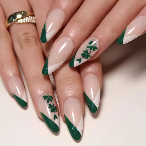 Vista 13 de 24 piezas de uñas postizas acrílicas de punta francesa, uñas de cobertura completa para mujeres, arte de salón en casa