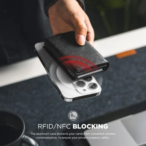 Vista 2 de VULKIT Tarjetero de crédito con compartimento para billetes de banco, bloqueo RFID, cartera de cuero desplegable con ventana de identificación