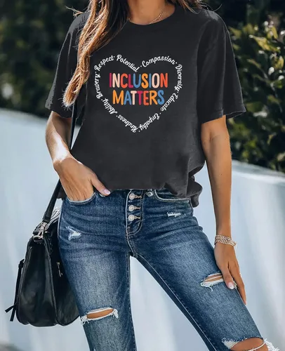 Vista 3 de Inclusion Matters - Camiseta para mujer con temática de salud mental y educación especial, camiseta para profesores, linda camiseta de terapeuta