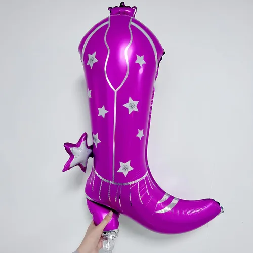 Vista 4 de 4 botas de vaquera rosa+sombrero de papel de aluminio/decoraciones de primer cumpleaños de rodeo niña/decoraciones de fiesta de vaca
