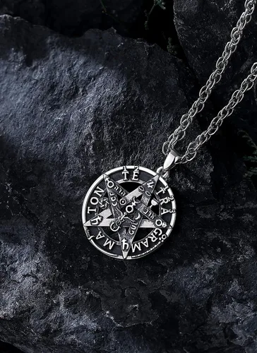 Vista 19 de CELESTIA Colgante de plata de ley 925, anillos de tetragrammaton, collar masónico, joyería de pentagrama para mujeres y hombres