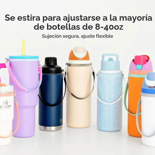 Vista 5 de Ryan & Rose Asa para Botella de Agua - Correa de Botella de Agua de Silicona, Portabotellas, Soporte con Correa Compatible con Accesorios de Copa