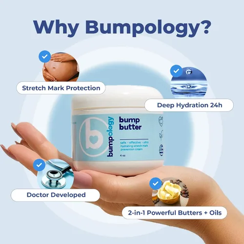 Vista 8 de Bumpology Bump Butter Stretch Mark Crema hidratante Crema para el vientre 2 en 1 totalmente natural para el embarazo Fabricado en Estados Unidos