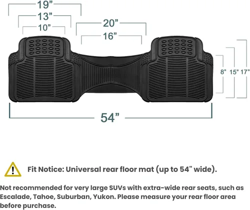 Vista 3 de FH Group Alfombrillas para Piso de Automóvil - Alfombrillas de Piso de Goma Resistente para Automóviles, Juego Trasero de Ajuste Universal