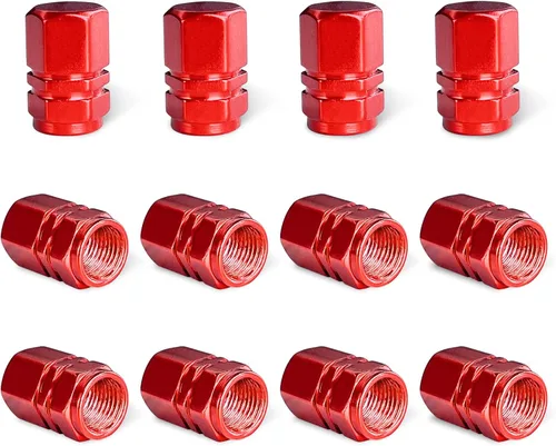 Vista 16 de Ziciner 8 PCS Tapas de Vástago de Válvula de Neumático de Coche, Cubiertas de Válvula de Rueda de Aleación de Aluminio con Anillo O de Goma, Juego