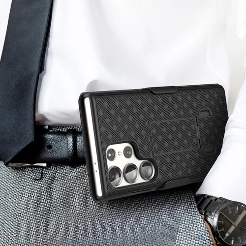 Vista 3 de Galvanox Funda para cinturón diseñada para Samsung Galaxy S24 Ultra - Funda delgada con combo de clip de funda (negro)