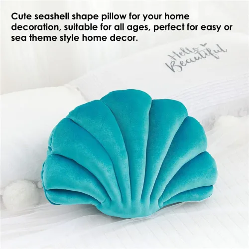 Vista 3 de Patty Both Almohada decorativa de conchas marinas, almohada decorativa de terciopelo con forma de concha de mar, almohadas decorativas para cama