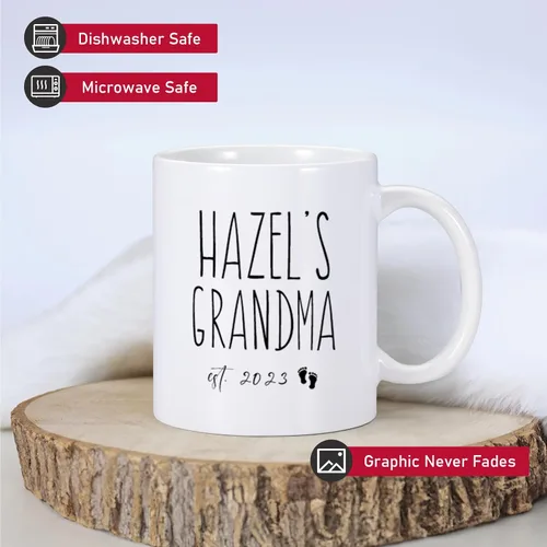 Vista 4 de Taza personalizada con texto en inglés "Promoted To Grandma 2023", regalos para la abuela por primera vez, anuncio de embarazo para abuela