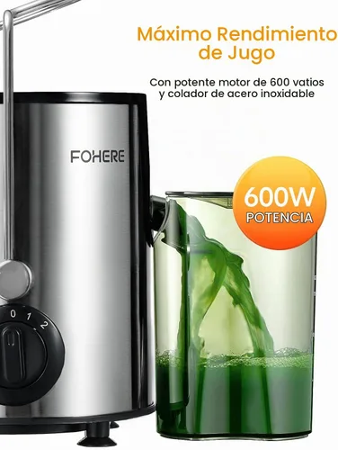 Vista 3 de Máquinas exprimidoras centrífugas de 600 W con boca ancha de 3 pulgadas para verduras enteras y frutas con ajuste de 3 velocidades, fácil