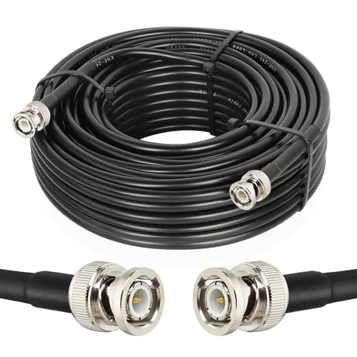 Vista 17 de MOOKEERF Cable BNC de 1 pie, paquete de 2 unidades de baja pérdida KMR240 BNC macho a macho cable coaxial de 50 ohmios para radioaficionado