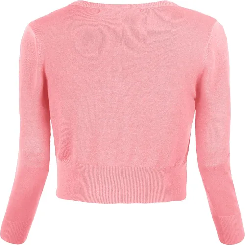 Vista 3 de Urban CoCo - Chaqueta de punto para mujer con cuello en V y botones, manga de 34, corta