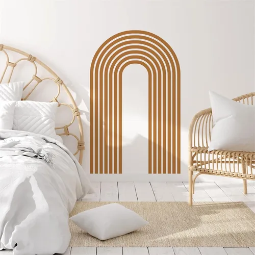 Vista 3 de Kazova - Calcomanía de arco de pared marrón - Grandes calcomanías modernas de estilo boho para cabecero, abstractas, retro, para despegar y pegar
