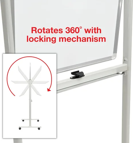 Vista 5 de Excello Global Products Pizarra blanca de doble cara con soporte rodante 40" x 24