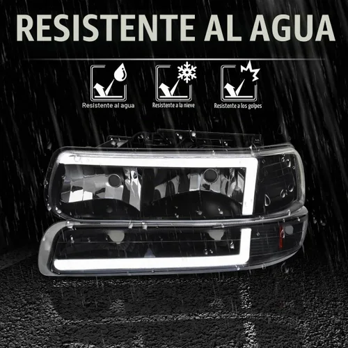 Vista 8 de SPEC-D TUNING Faros delanteros de barra LED negros + luces de parachoques compatibles con Chevy Silverado 1999-2002 Tahoe Suburban 2000-2006
