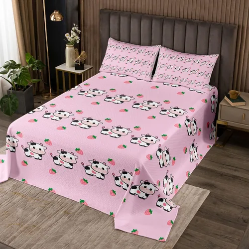 Vista 10 de Erosebridal Lindo juego de colcha de ajolote para niños, juego de edredón de salamanda de dibujos animados de 2 piezas para niños y niñas, colcha