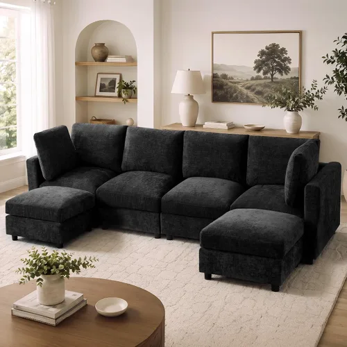 Vista 25 de Sofá cama modular modular, sofá de 8 plazas Cloud de 116 pulgadas con Beige