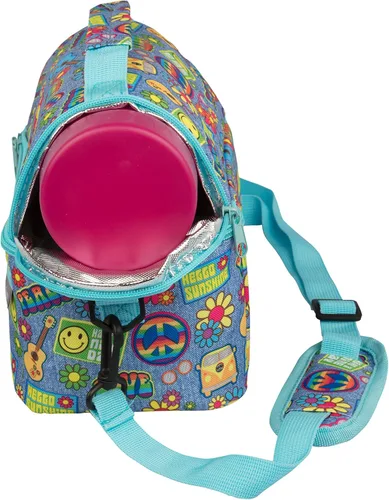 Vista 5 de Bolsa de almuerzo aislada duradera – Domo de comida reutilizable con asa y bolsillos – Retro
