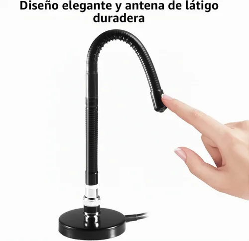 Vista 4 de Antena de Radio CB de Base Magnética de Látigo Suave de Largo Alcance de 27MHz con Conector Macho PL-259 BNC para Cobra Midland Uniden Maxon