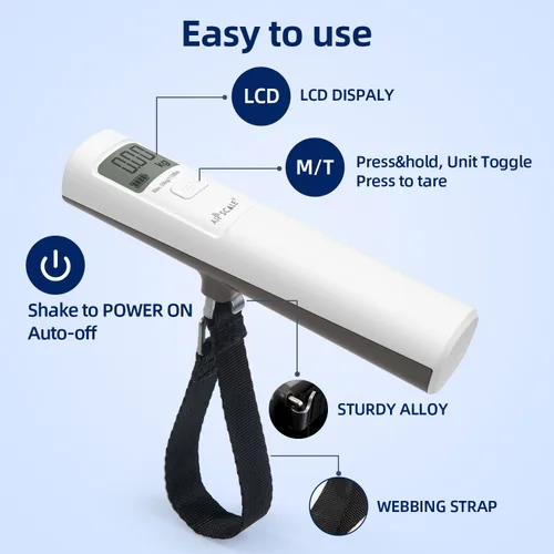 Vista 4 de Viaja con confianza - Báscula de equipaje AIRSCALE: báscula digital portátil sin batería, precisa y portátil para maletas para viajes, 110 lbs/50 kg