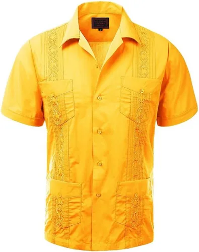 Vista 7 de vkwear Guayabera - Camisa de vestir casual con botones y manga corta para hombre