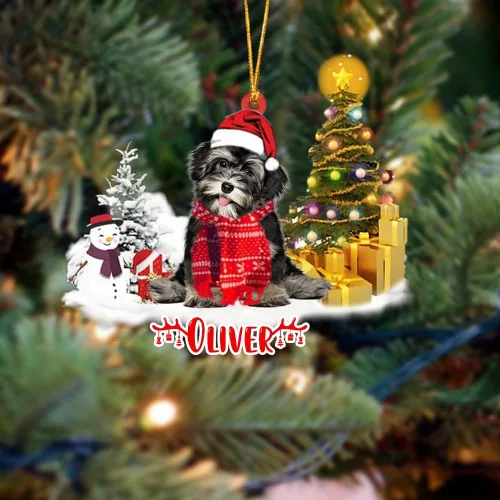 Vista 150 de NAZENTI Adorno personalizado de gato abisinio con árbol de pino, adorno de Navidad personalizado para perros amantes de las mascotas, colgante