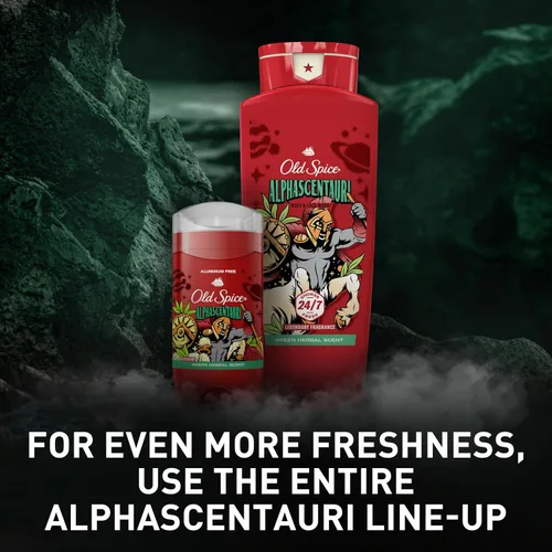 Vista 8 de Old Spice Desodorante sin aluminio para hombres, protección contra olores 24/7, frescura 24/7 y aroma duradero, se pone transparente, Alphascentauri