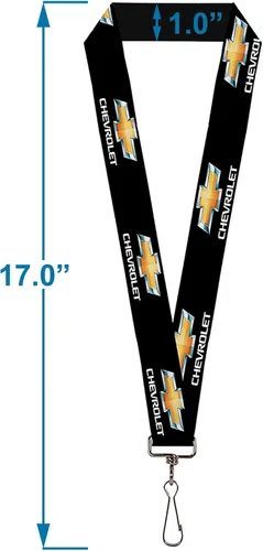Vista 3 de Buckle Down Lanyard – 1.0" – Chevrolet Bowtie Logo Negro/Plata/Oro/WHI – Accesorio