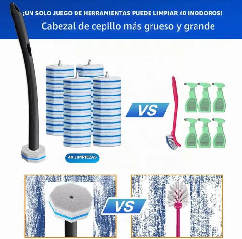Vista 6 de Cepillo desechable para inodoro, limpiador de inodoro, suministros de limpieza de inodoro, escobilla de inodoro con soporte, varitas limpiadoras