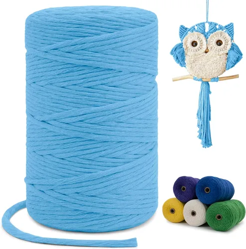 Vista 50 de Cuerda de macramé de una sola hebra de 0.197 in x 110 yardas, cuerda de macramé de algodón natural de 0.197 in, cuerda de algodón grueso para colgar