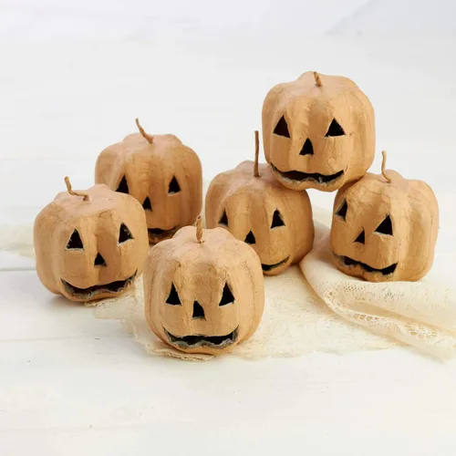 Vista 5 de 24 calabazas de papel maché Jack‑O'-Lantern - Calabazas de Halloween con 24 faroles