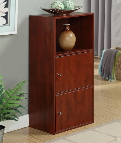 Vista 2 de Convenience Concepts Xtra Storage - Armario de 2 puertas con estante, color cereza