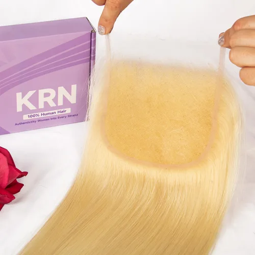 Vista 12 de KRN 5x5 HD Cierre de encaje, 0.1mm Ultra-delgado Invisible Cierre de encaje HD Pequeño Nudo Único Pre-arrancado con Cabello de Bebé 12A Grado