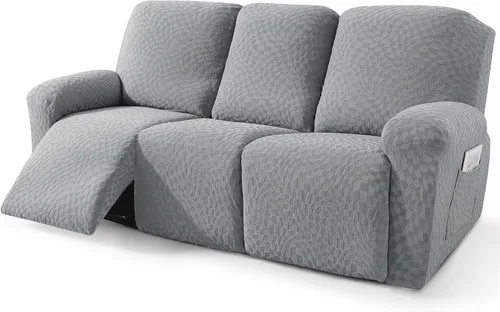 Vista 19 de ZNSAYOTX 2026 Funda elástica para sillón reclinable de 3 piezas (61 cm-94 cm) Fundas súper suaves para silla reclinable con bolsillo grande y lazos
