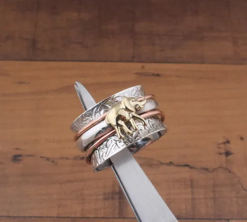Vista 37 de Boho Spinner Ring, Mothers Day Gift, Silver 925 Women Ring, Sterling Silver 925 Ring, Fidget Spinner Ring,Women Silver Anxiety Ring