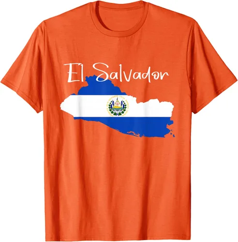 Vista 67 de Camiseta con la bandera de El Salvador, mapa de El Salvador, camiseta de Salvador para mujer