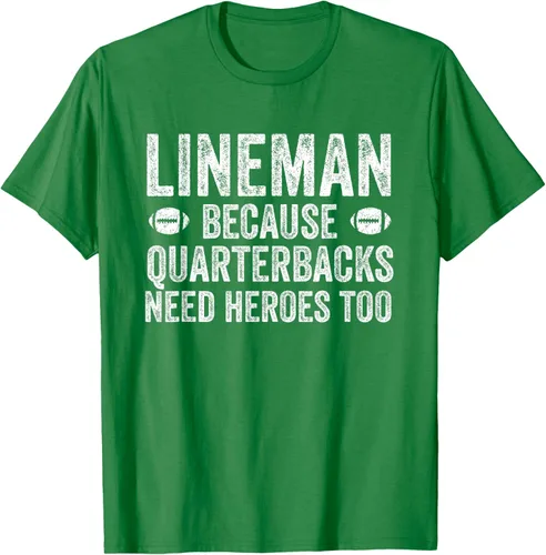 Vista 5 de Lineman Because Quarterbacks Need Heroes Camiseta de fútbol linieros S Negro