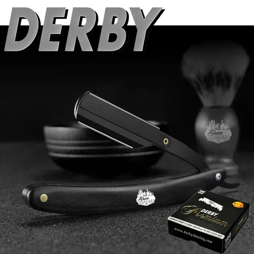 Vista 2 de 100 cuchillas de afeitar "Derby Premium" de un solo filo para maquinilla de afeitar recta