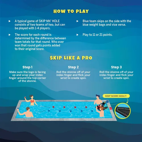 Vista 9 de SKIP NN' HOLE Stonne Skipping Meets Pool Cornhole Game - para todas las edades