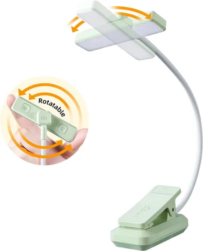 Vista 7 de VAVOFO Luz de Libro Recargable Giratoria: 24 LEDs Luz de Lectura, 3 Colores y 9 Niveles de Brillo Lámpara de Libro, Cuidado de Ojos 120 Horas
