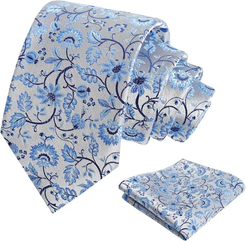 Vista 94 de Alizeal Mens 3.15inches Leaf Flower Pattern Tie with Floral Pocket Square Set
