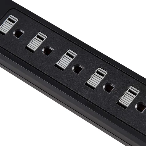 Vista 4 de Amazon Basics Regleta de protección contra sobretensiones con 6 tomas, 2 puertos USB, 1000 julios, cable de 6 pies de longitud, color negro