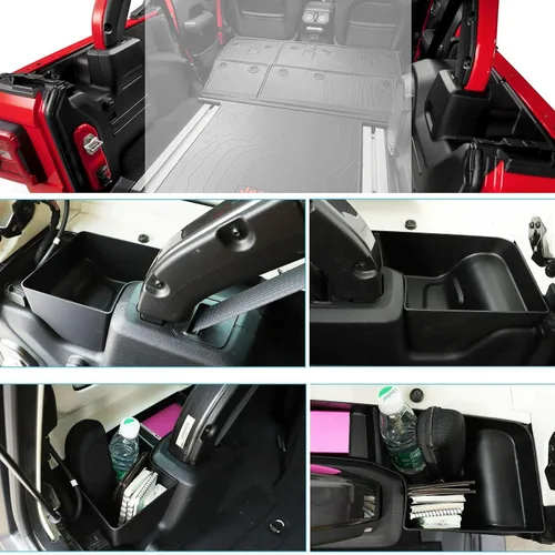 Vista 5 de Contenedor de almacenamiento de pozo para rueda trasera, compatible con Wrangler 2018-2023 JL JLU de 4 puertas (no compatible con 2 puertas)